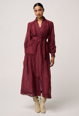 Oncewas Cascadian Cotton Silk Maxi Dress in Bordeaux