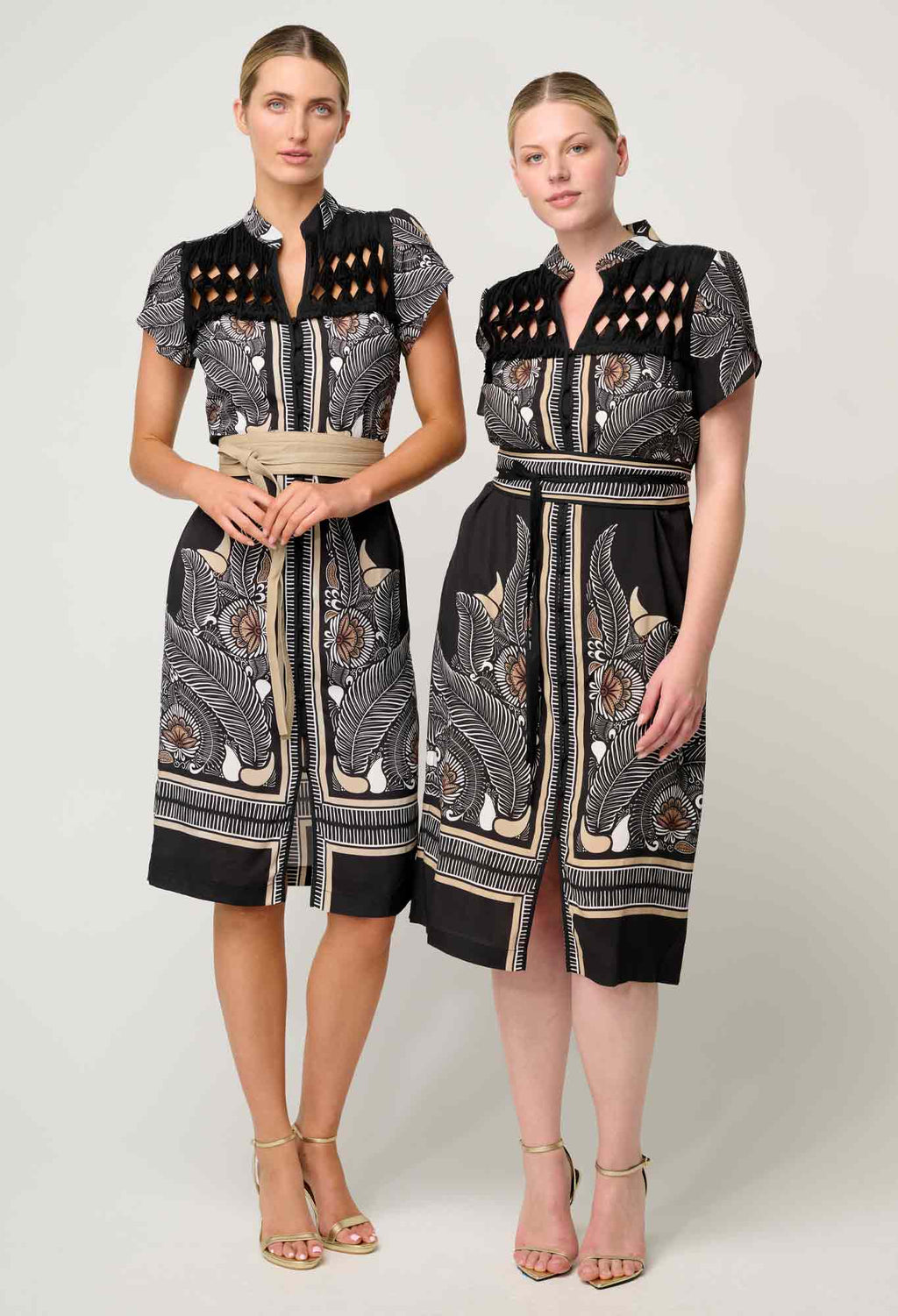 Shop Oncewas Maha Diamond Smock Yoke Viscose Faille Dress - OnceWas