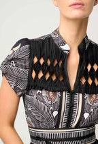 Shop Oncewas Maha Diamond Smock Yoke Viscose Faille Dress - OnceWas