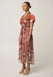 Shop Oncewas Perla Sheer Viscose Print Dress in Amber Vine - OnceWas