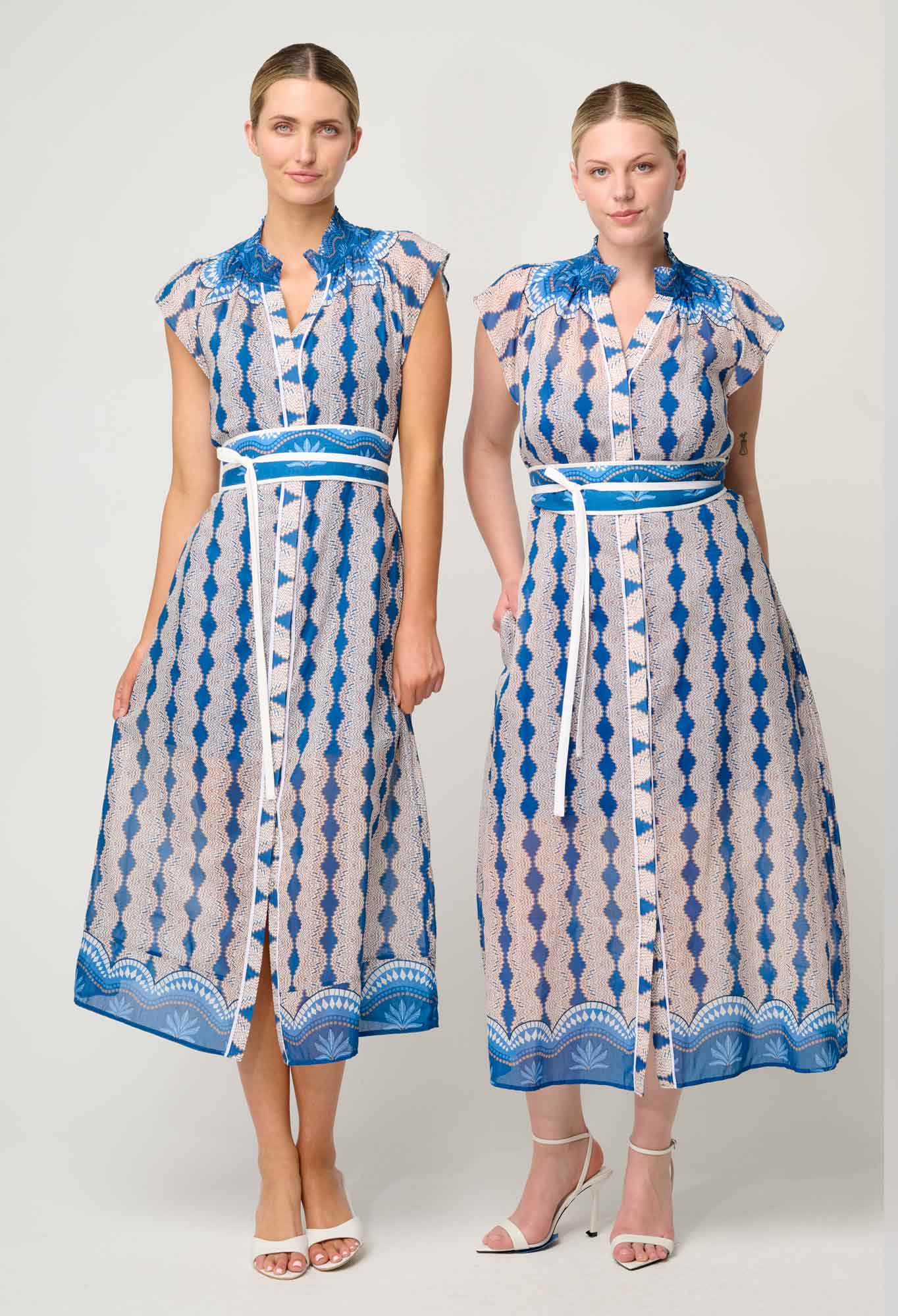 Shop Oncewas Rimal Cotton Silk Maxi Dress in Marrakech Topaz - OnceWas