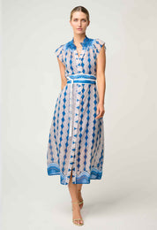 Shop Oncewas Rimal Cotton Silk Maxi Dress in Marrakech Topaz - OnceWas