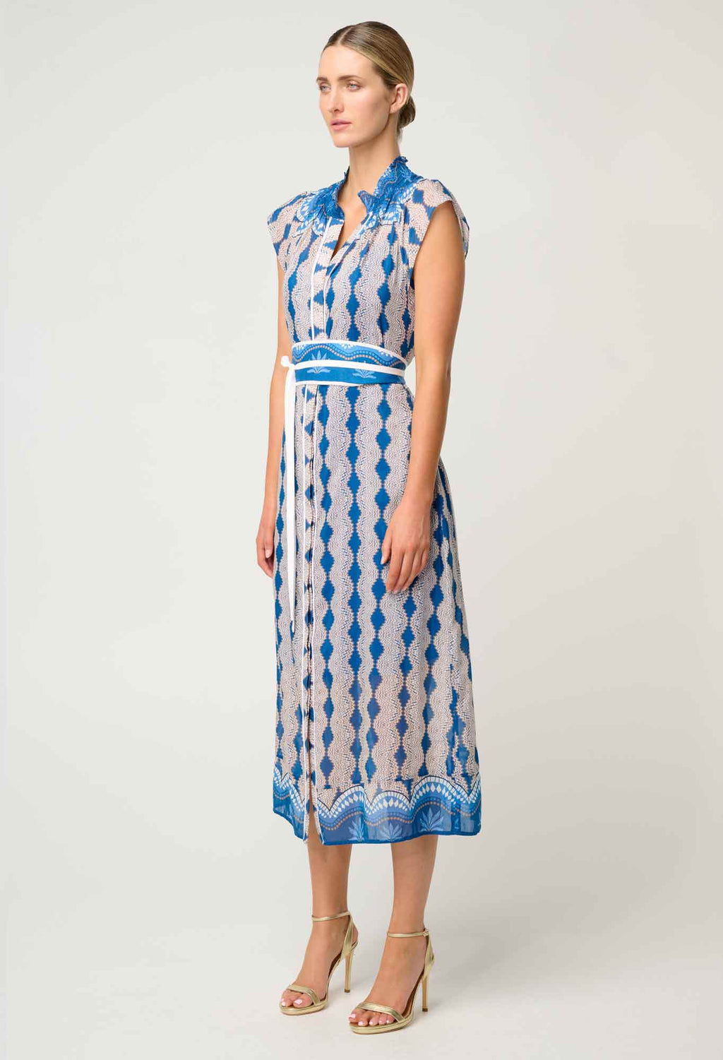 Shop Oncewas Rimal Cotton Silk Maxi Dress in Marrakech Topaz - OnceWas