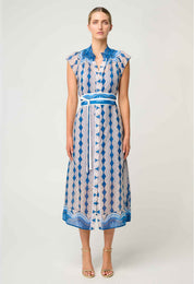 Shop Oncewas Rimal Cotton Silk Maxi Dress in Marrakech Topaz - OnceWas