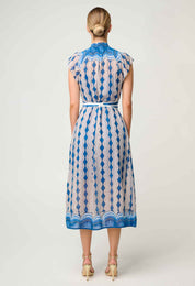 Shop Oncewas Rimal Cotton Silk Maxi Dress in Marrakech Topaz - OnceWas