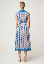 Shop Oncewas Rimal Cotton Silk Maxi Dress in Marrakech Topaz - OnceWas