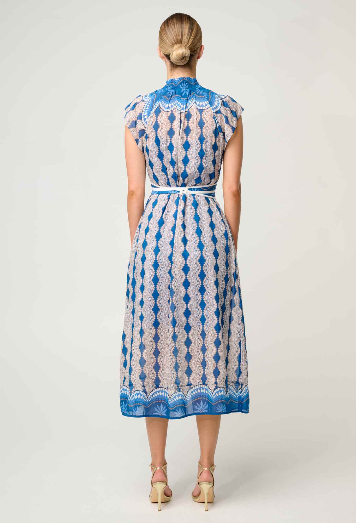 Shop Oncewas Rimal Cotton Silk Maxi Dress in Marrakech Topaz - OnceWas