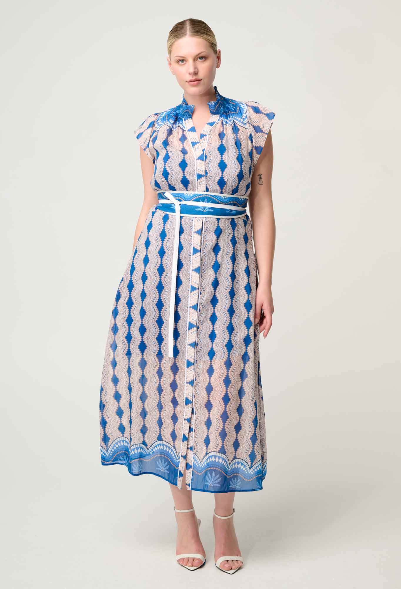 Shop Oncewas Rimal Cotton Silk Maxi Dress in Marrakech Topaz - OnceWas