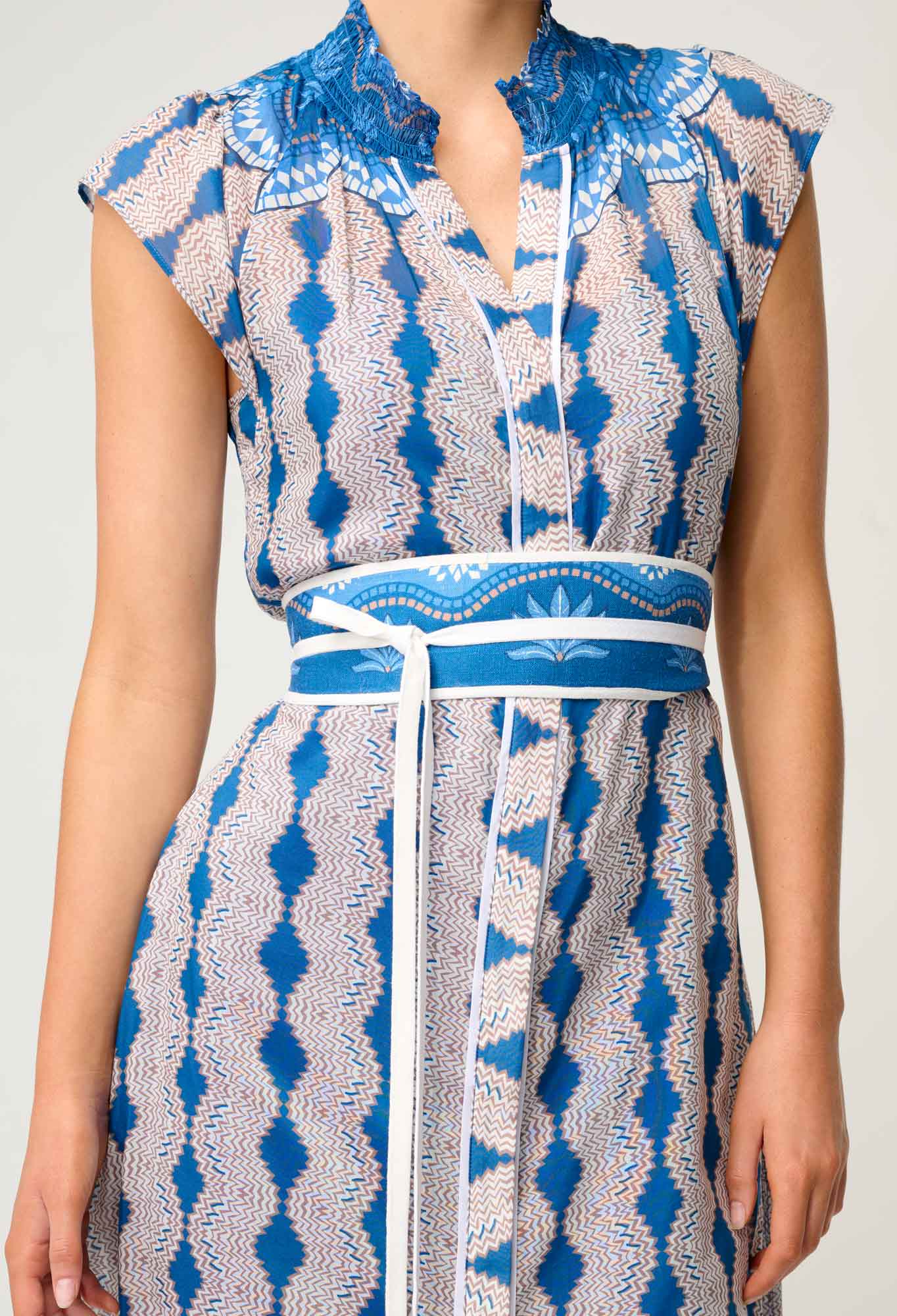 Shop Oncewas Rimal Cotton Silk Maxi Dress in Marrakech Topaz - OnceWas