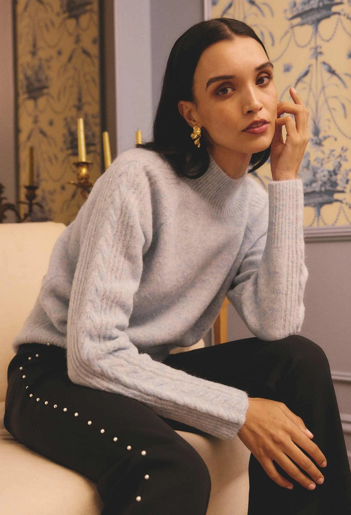 Shop Oncewas Savanna Alpaca Blend Sweater in Blue Frost - OnceWas