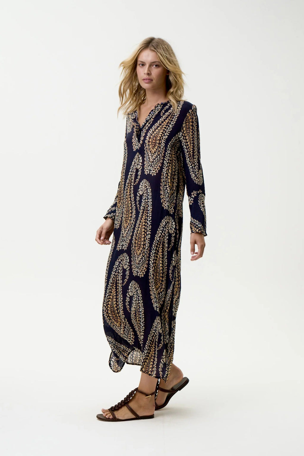 Shop Oneseason Australia Long Genie - Provence - Viscose - Navy Paisley - Oneseason Australia