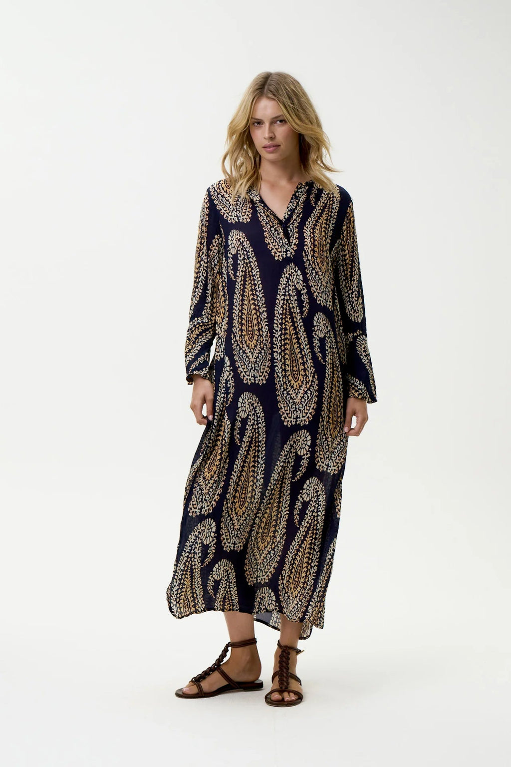 Shop Oneseason Australia Long Genie - Provence - Viscose - Navy Paisley - Oneseason Australia