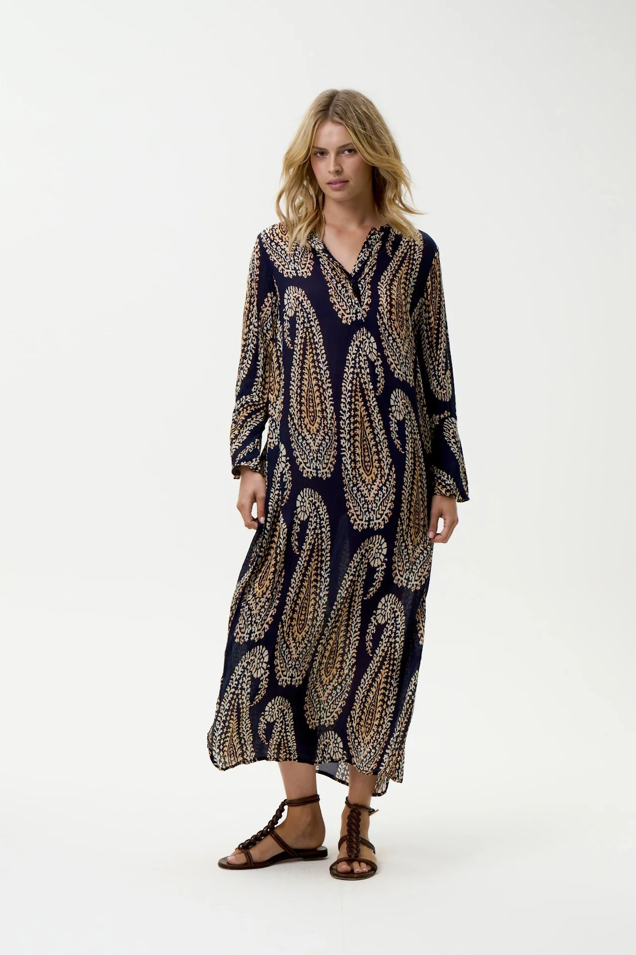 Shop Oneseason Australia Long Genie - Provence - Viscose - Navy Paisley - Oneseason Australia