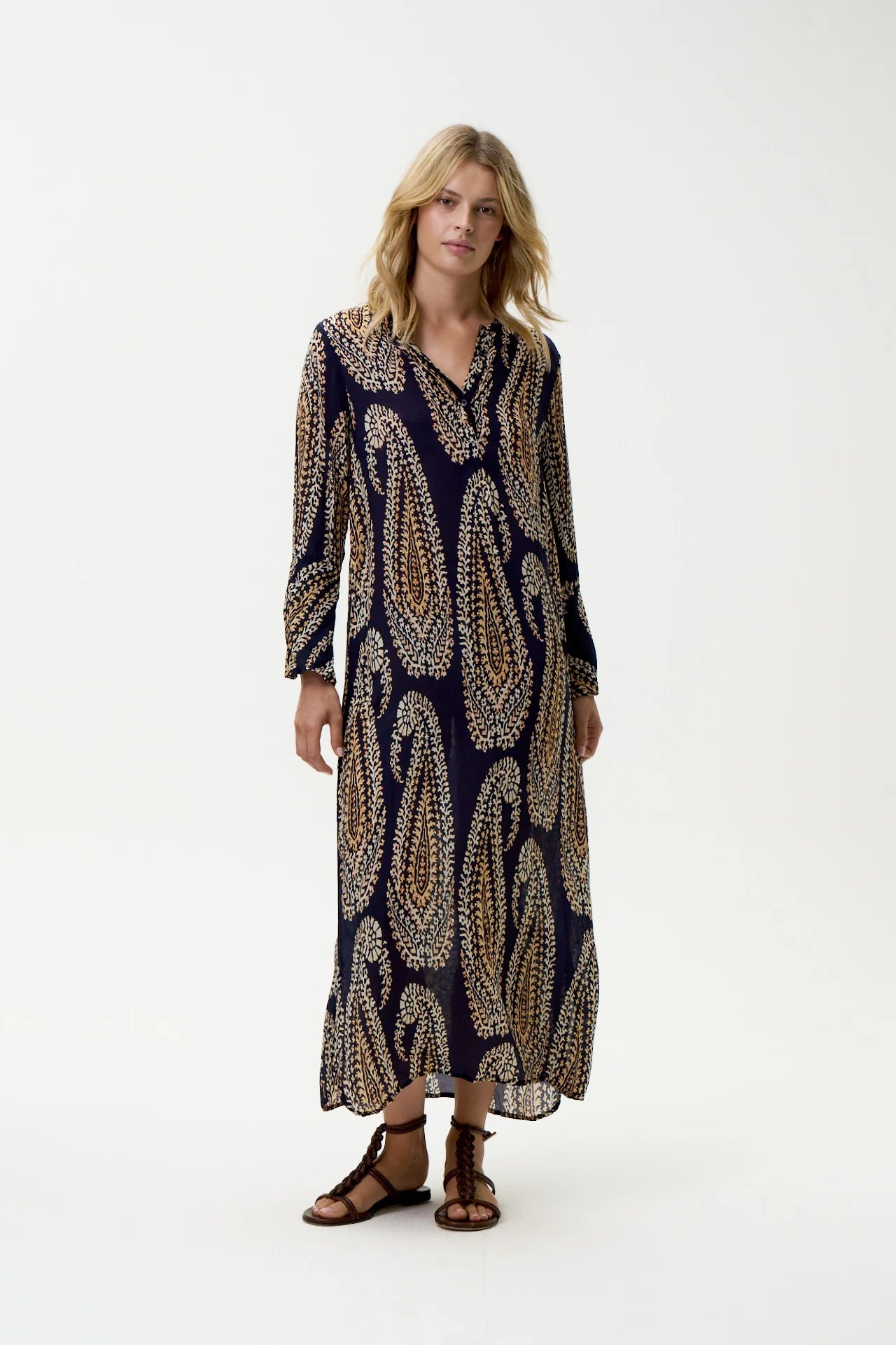 Shop Oneseason Australia Long Genie - Provence - Viscose - Navy Paisley - Oneseason Australia