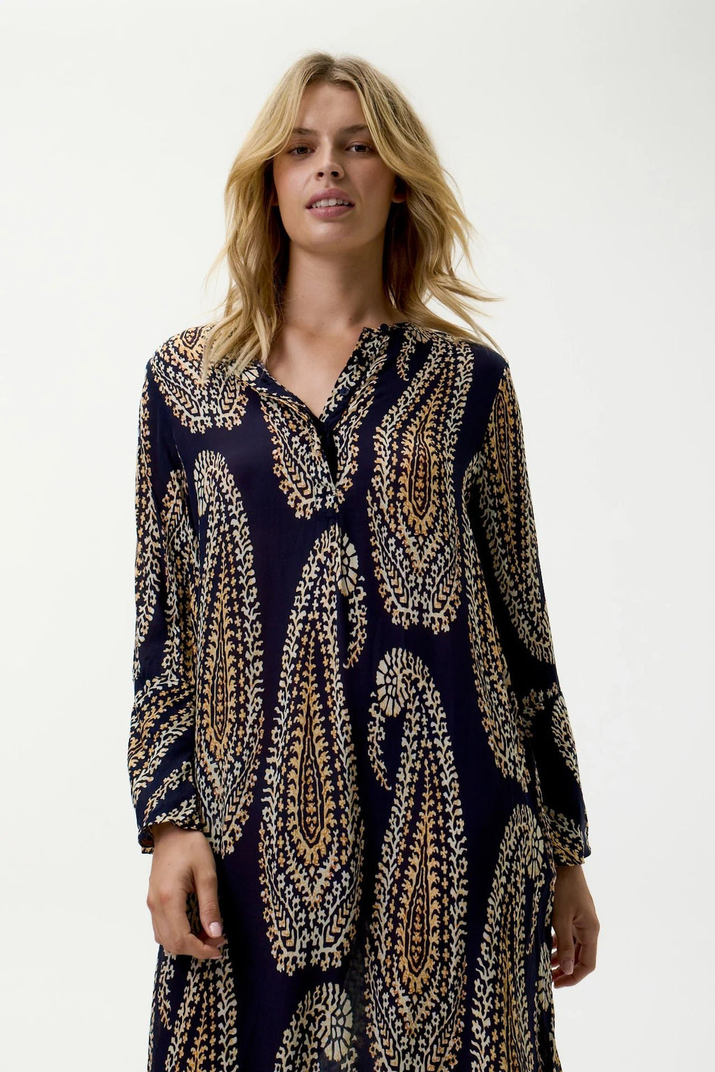 Shop Oneseason Australia Long Genie - Provence - Viscose - Navy Paisley - Oneseason Australia