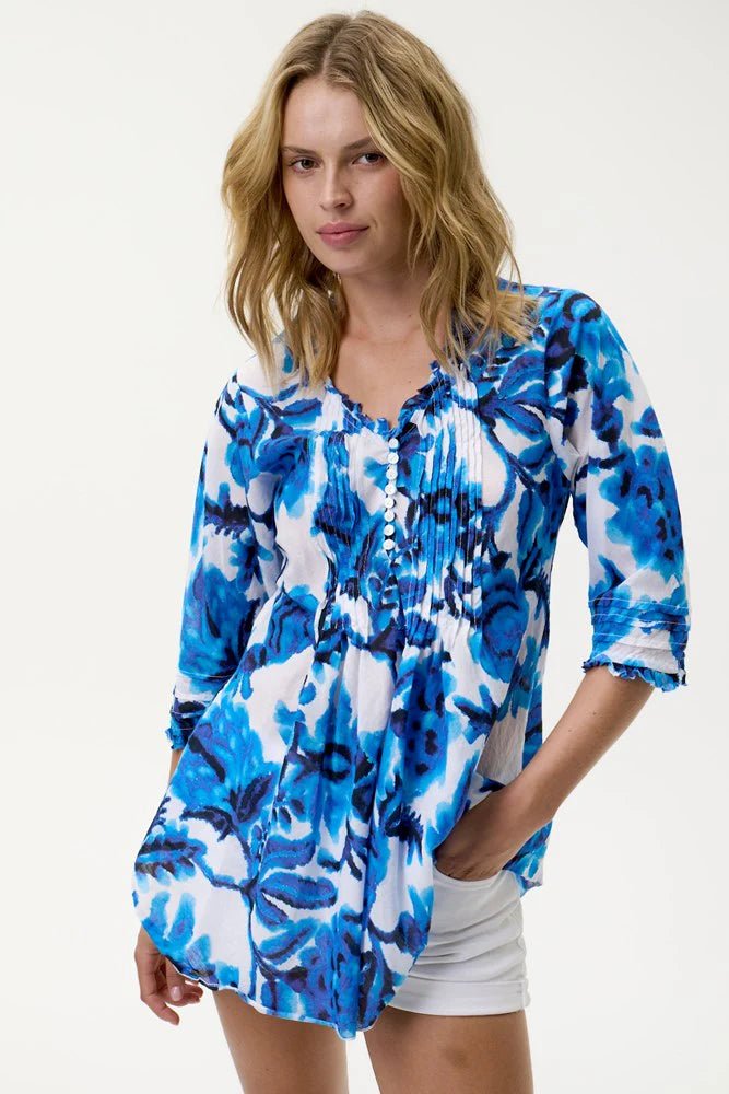 Shop Oneseason Australia Poppy Top - Turquoise Bay - Cotton - Blue - Oneseason Australia