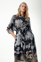 Shop Oneseason Jasmine-Midnight Palm-Cotton/Viscose-Black - Oneseason Australia