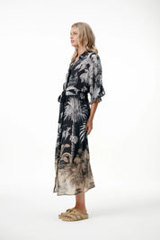 Shop Oneseason Jasmine-Midnight Palm-Cotton/Viscose-Black - Oneseason Australia