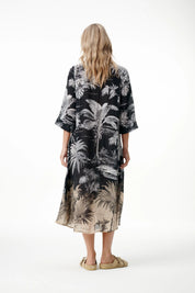 Shop Oneseason Mia-Midnight Palm-Viscose-Black - Oneseason Australia
