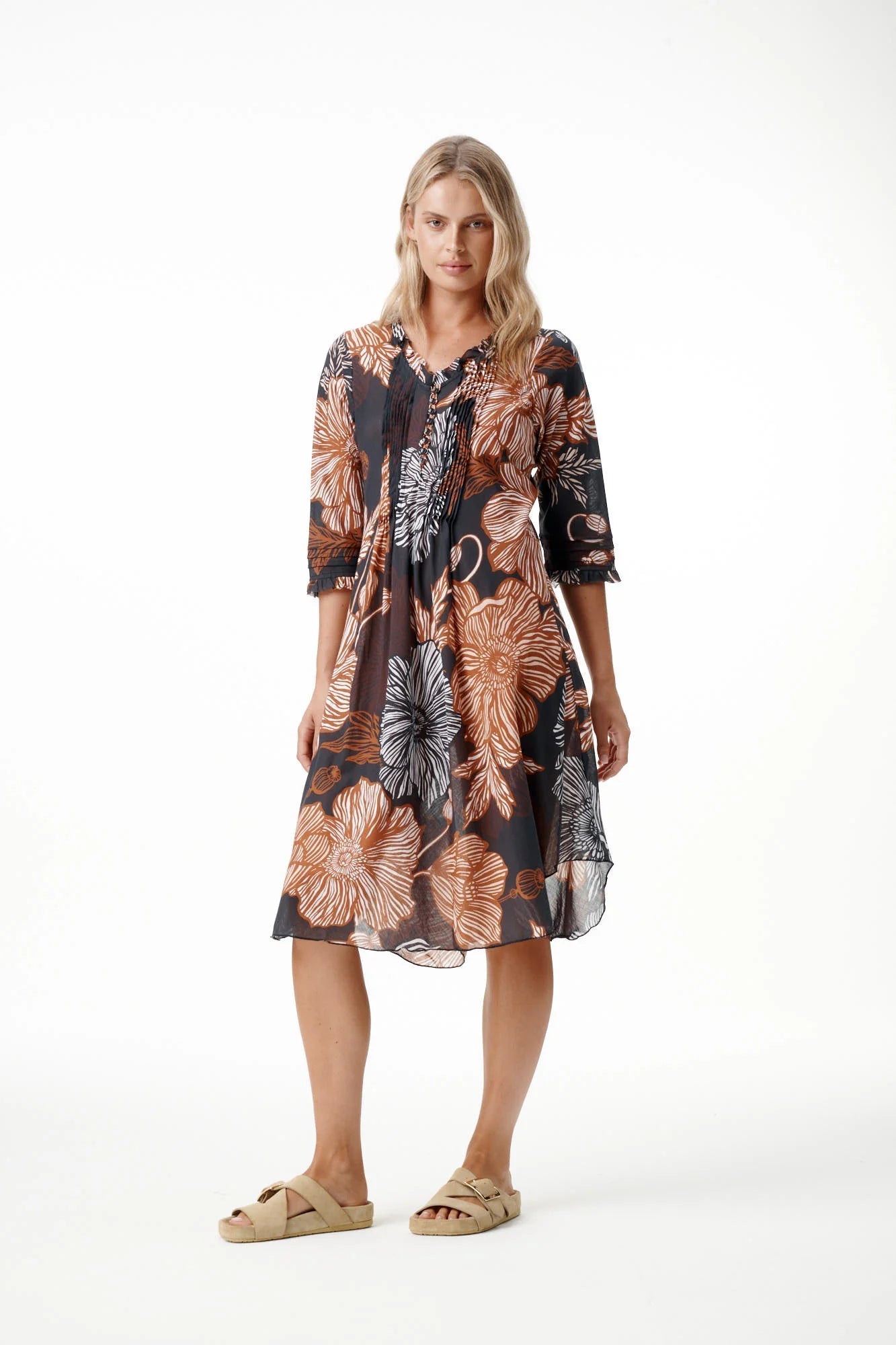 Shop Oneseason Middy Poppy Cotton Dress in Desert Poppy - Oneseason Australia