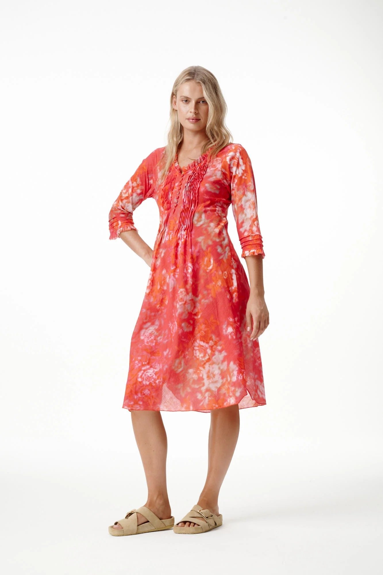 Shop Oneseason Middy Poppy Cotton Dress in Rose Rouge - Oneseason Australia
