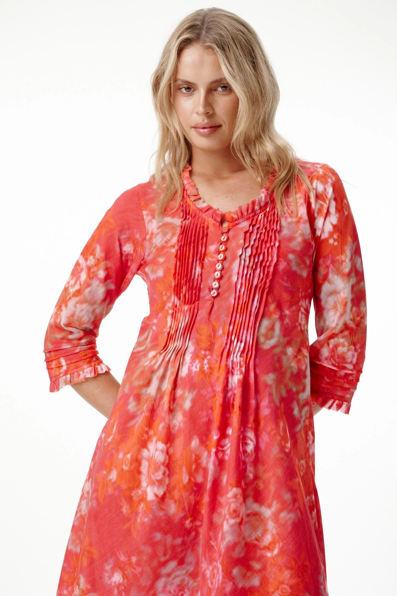 Shop Oneseason Middy Poppy Cotton Dress in Rose Rouge - Oneseason Australia