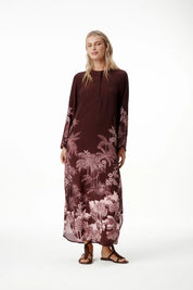 Shop Oneseason Sienna-Sangeria Palm-Viscose/Crepe-Sangeria - Oneseason Australia