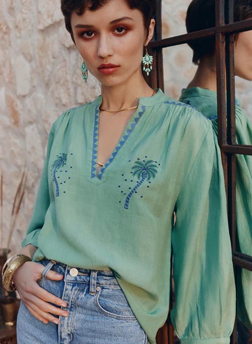 Shop Palmier Blouse | Mint Green - Marie Louise de Monterey