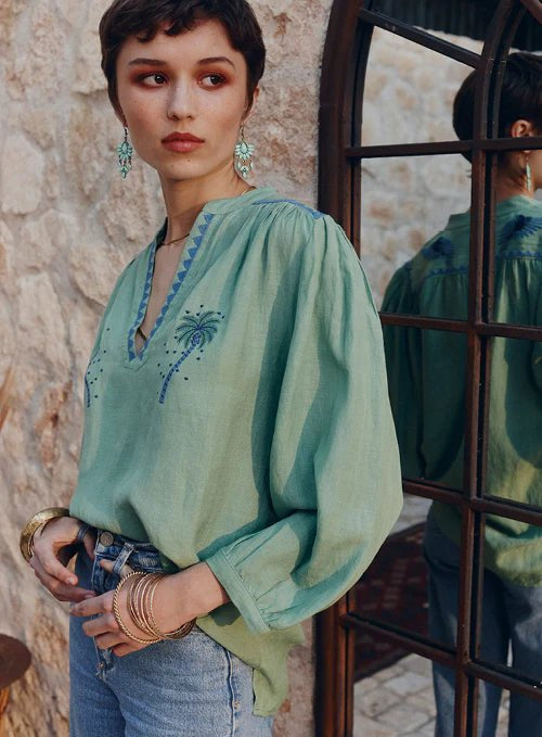 Shop Palmier Blouse | Mint Green - Marie Louise de Monterey