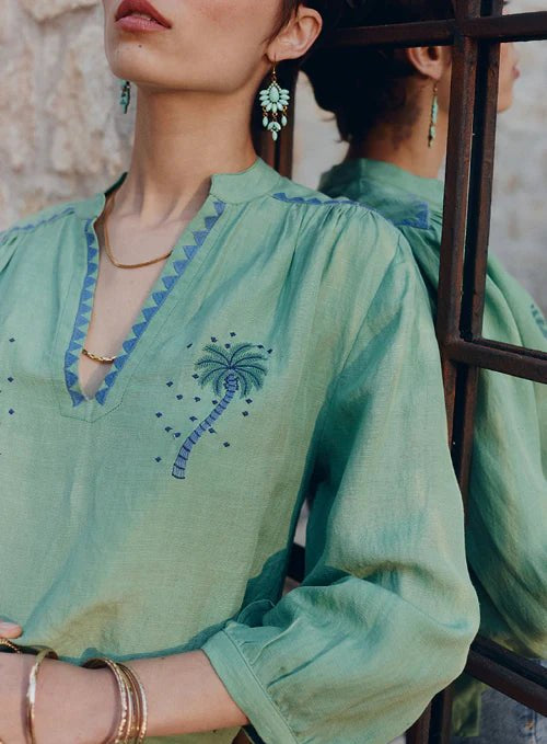 Shop Palmier Blouse | Mint Green - Marie Louise de Monterey