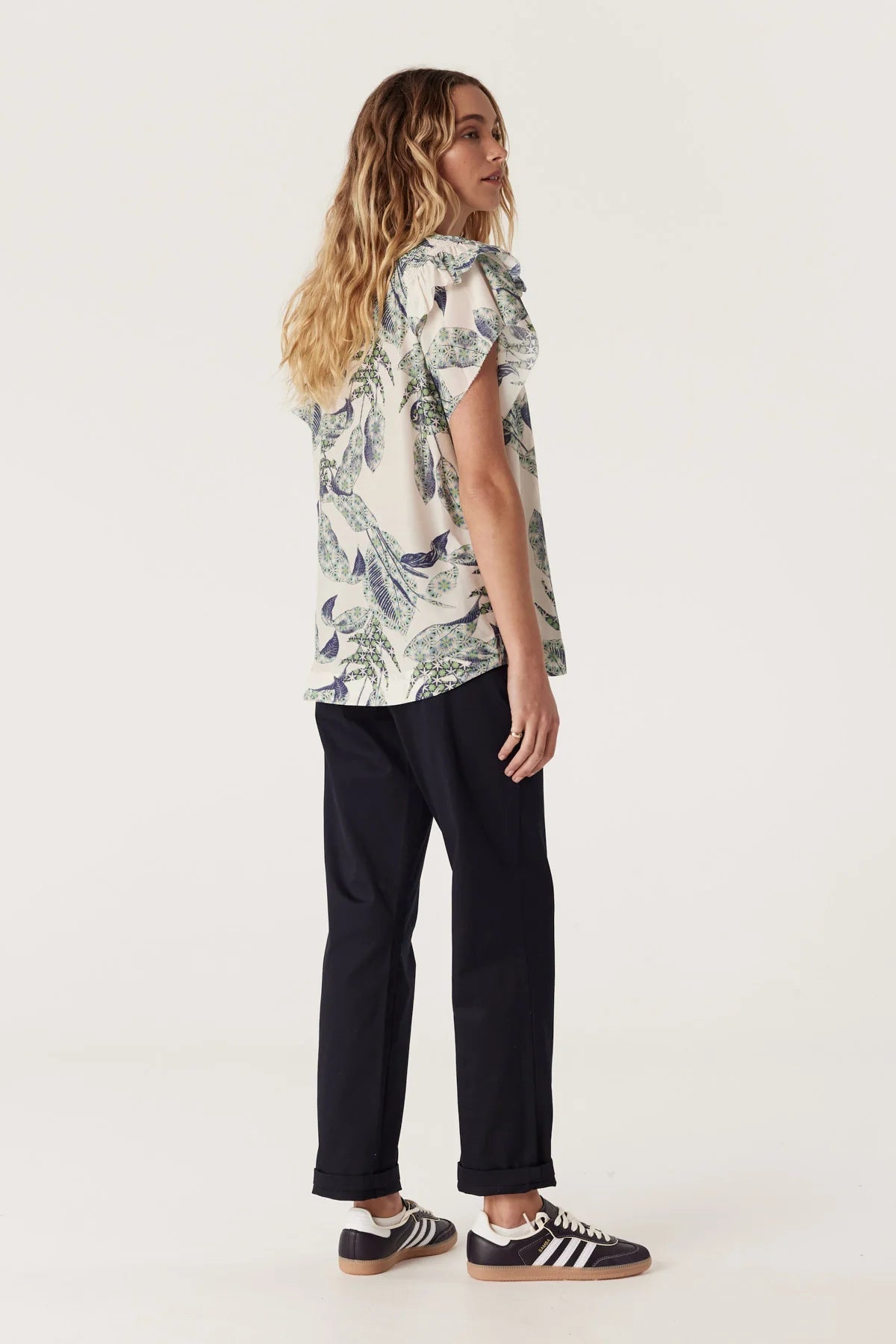 Shop Paloma Frill Top | Leaf Print - Cable Melbourne