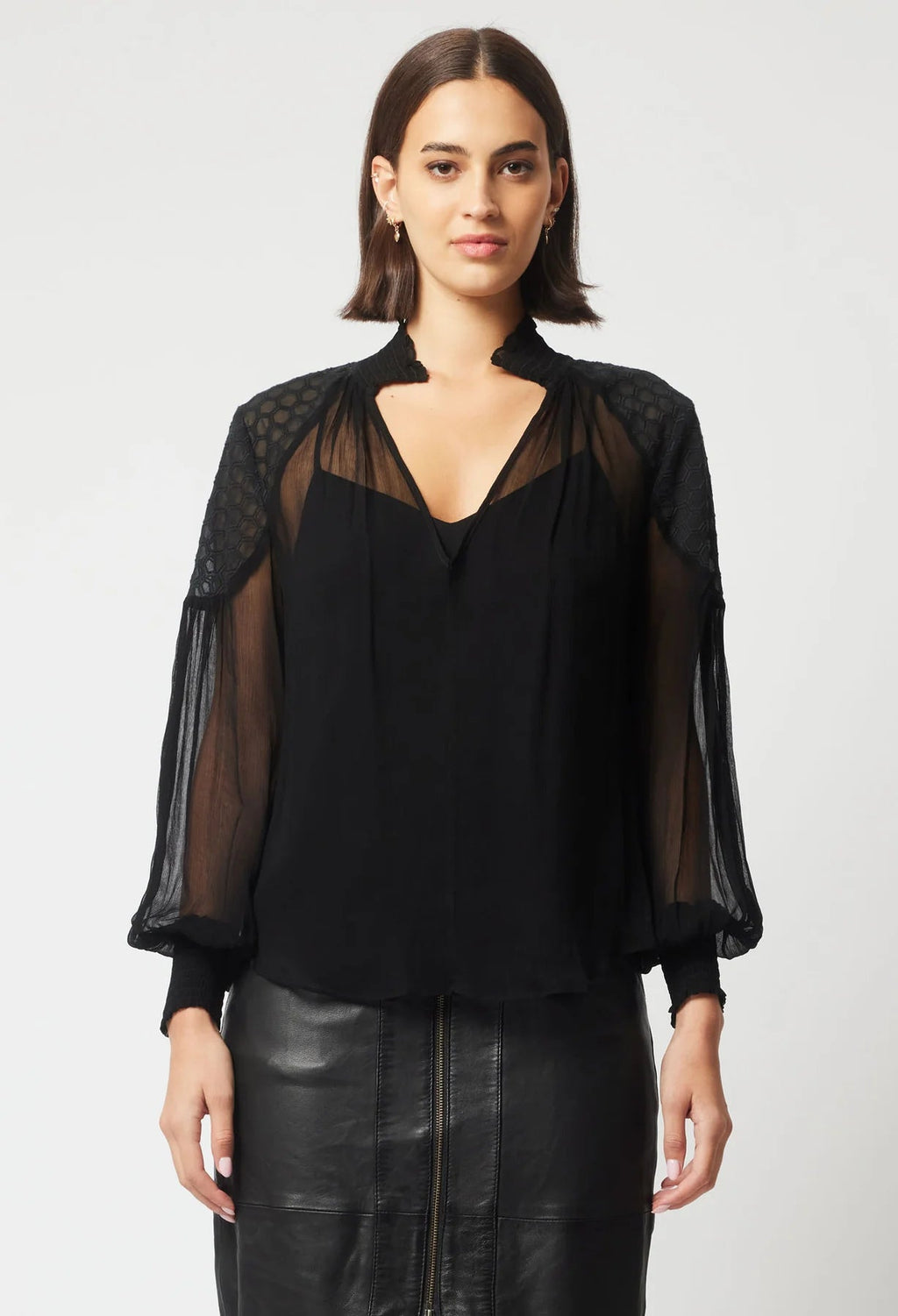 Shop Phoenix Viscose Chiffon Blouse | Black - ONCEWAS