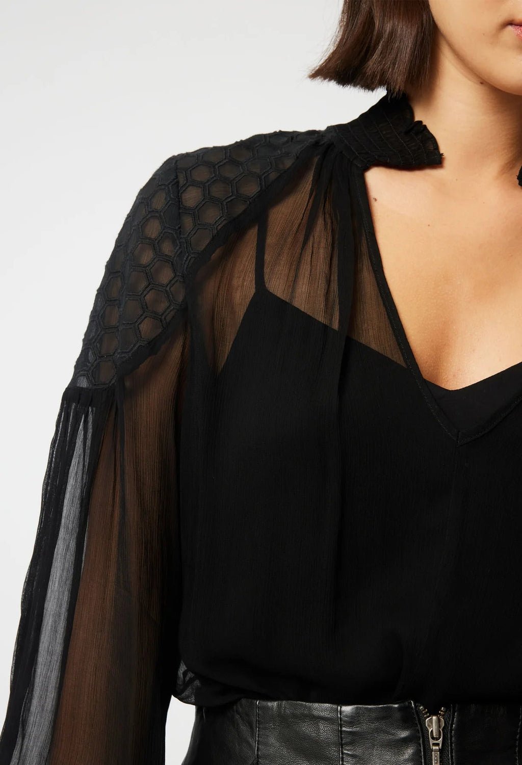 Shop Phoenix Viscose Chiffon Blouse | Black - ONCEWAS