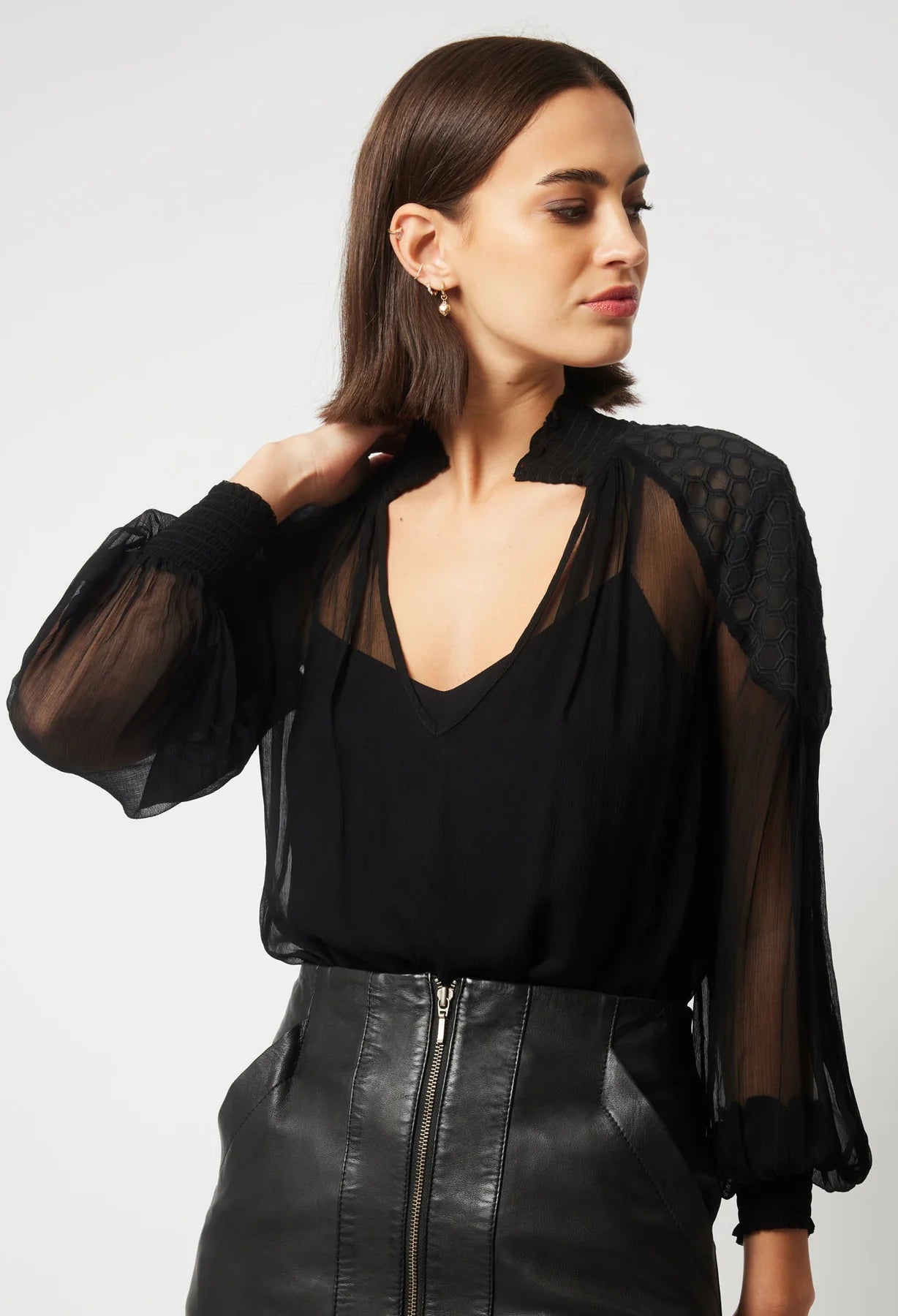 Shop Phoenix Viscose Chiffon Blouse | Black - ONCEWAS