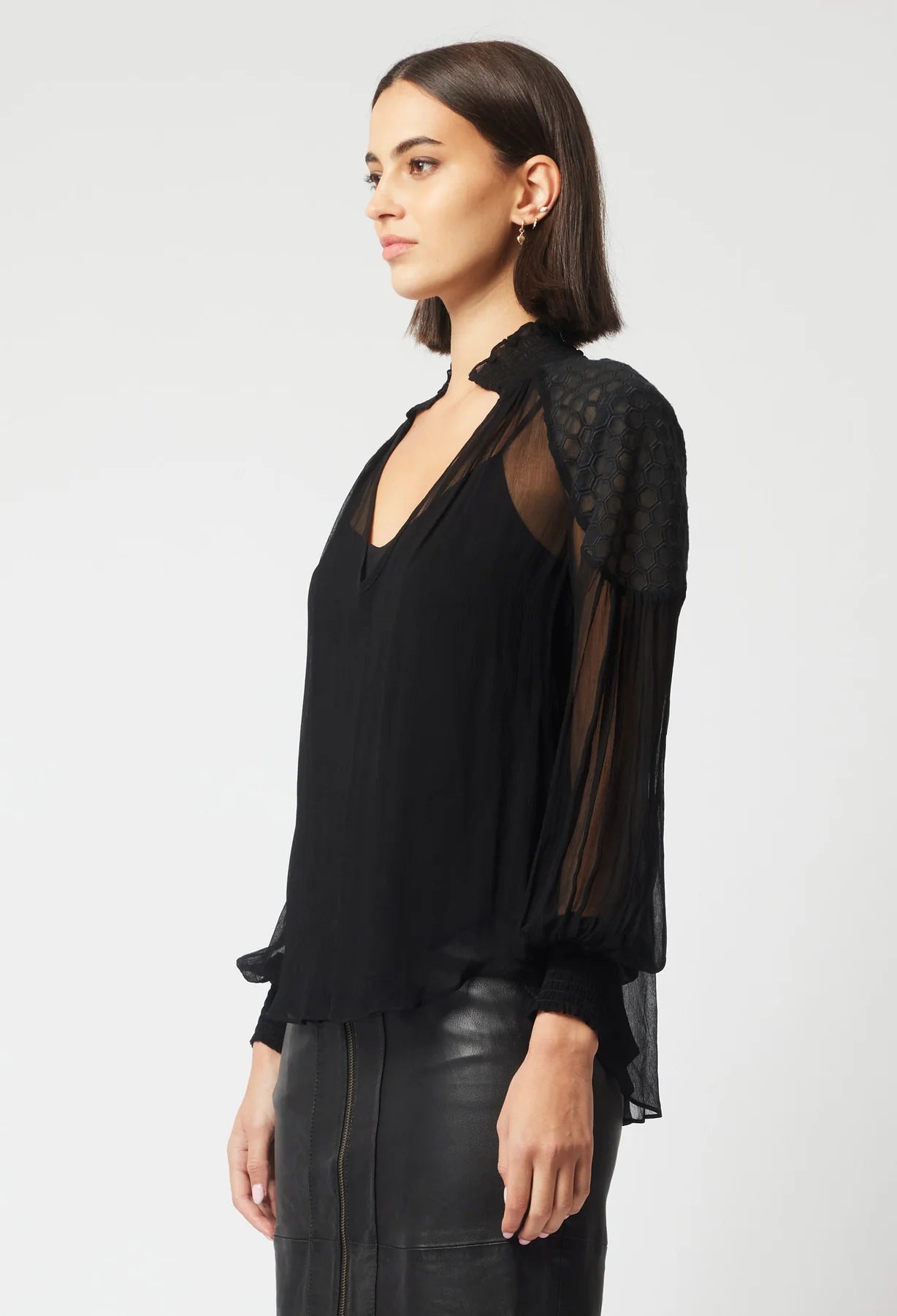 Shop Phoenix Viscose Chiffon Blouse | Black - ONCEWAS