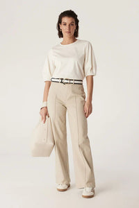 Shop Pima Lantern Sleeve Top | Cream - Cable Melbourne