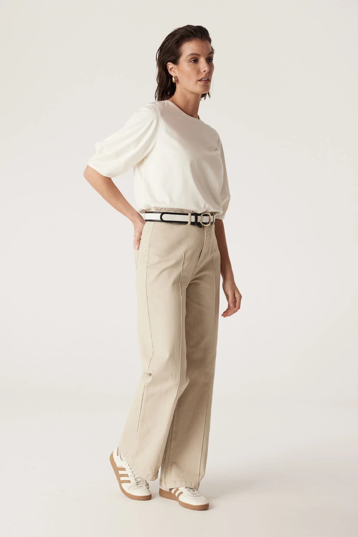 Shop Pima Lantern Sleeve Top | Cream - Cable Melbourne