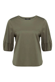 Shop Pima Lantern Sleeve Top | Khaki - Cable Melbourne