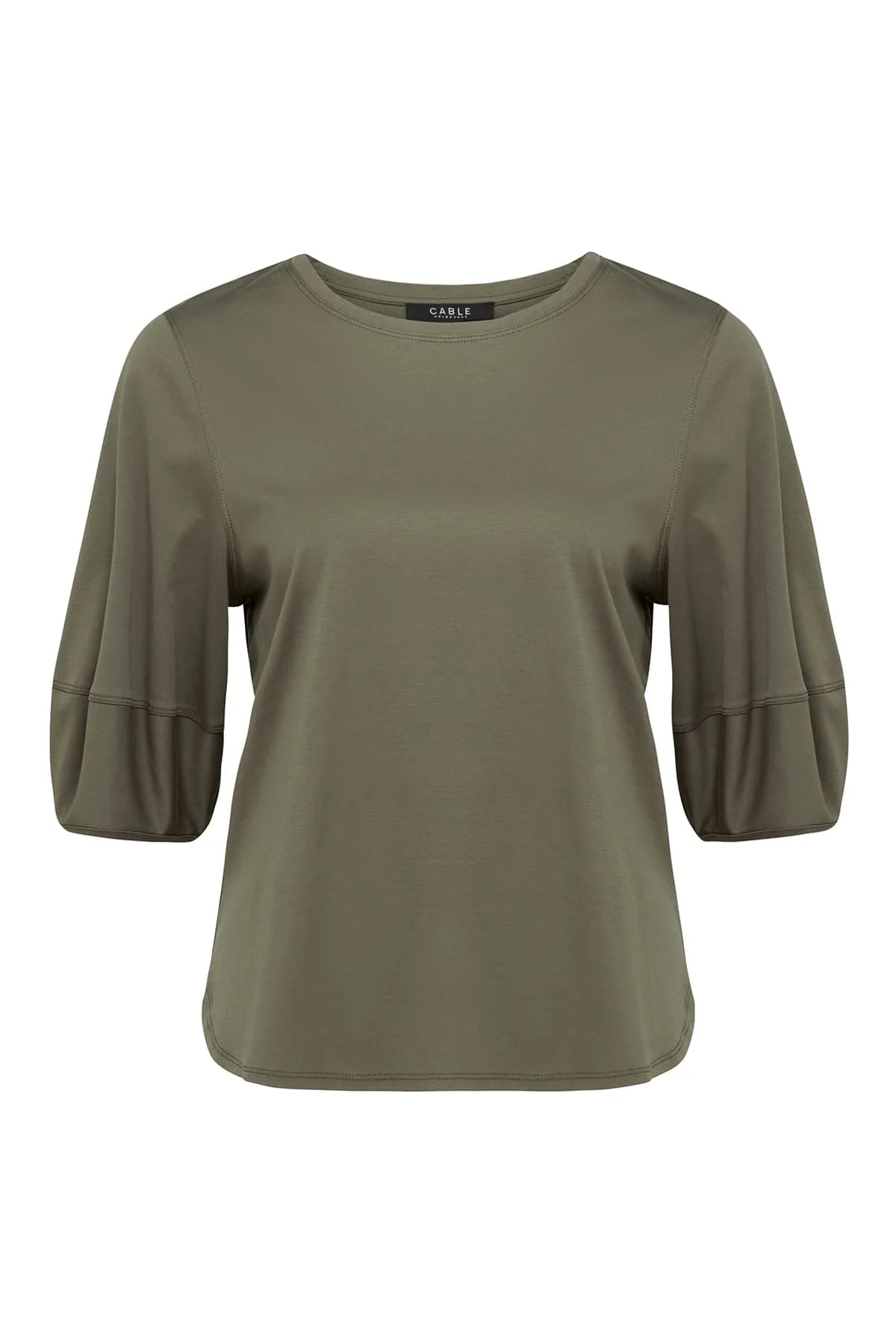 Shop Pima Lantern Sleeve Top | Khaki - Cable Melbourne