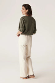 Shop Pima Lantern Sleeve Top | Khaki - Cable Melbourne