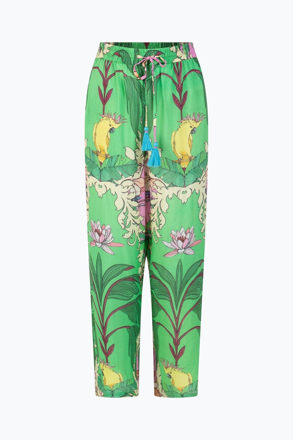 Shop Place du Soleil Green Birds Pants - Place du Soleil