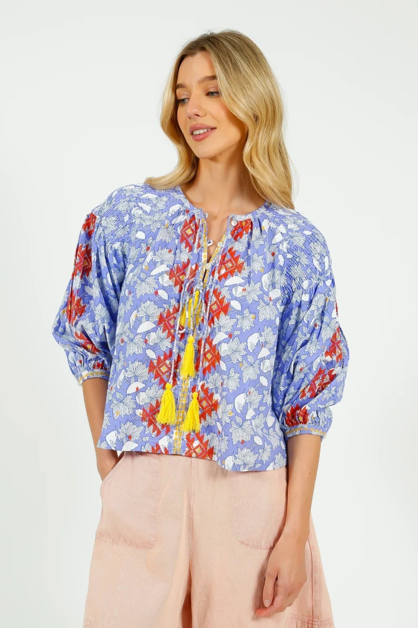 Shop Place du Soleil Lila Print Blouse - Place du Soleil