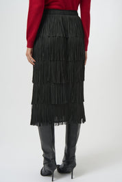 Shop Pleated Pencil Skirt with Tiered Fringe - Joseph Ribkoff