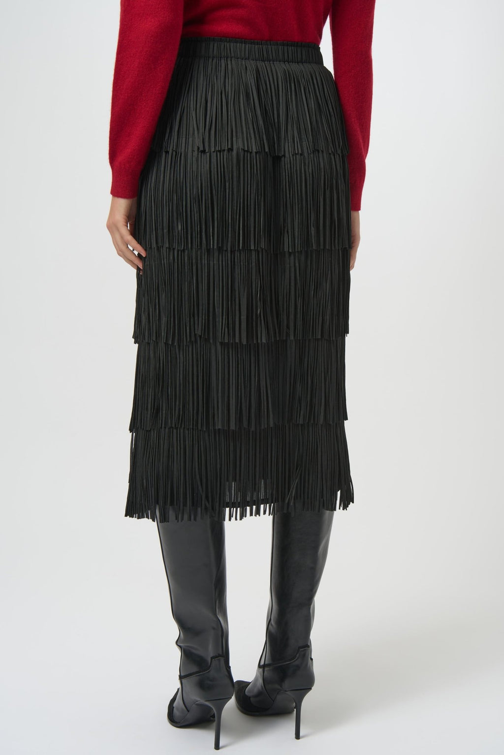 Shop Pleated Pencil Skirt with Tiered Fringe - Joseph Ribkoff