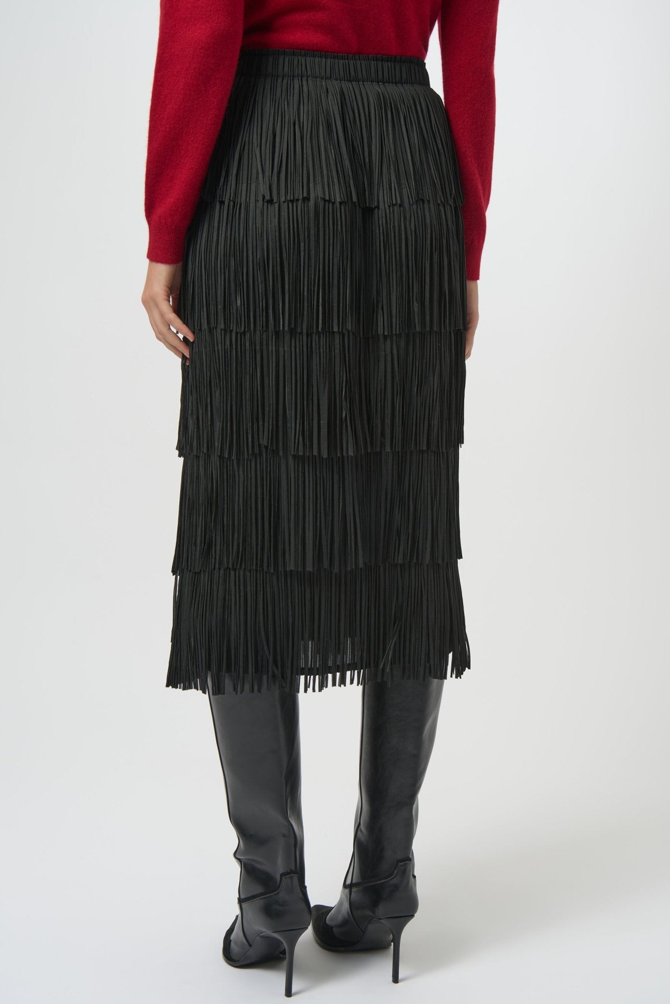 Shop Pleated Pencil Skirt with Tiered Fringe - Joseph Ribkoff