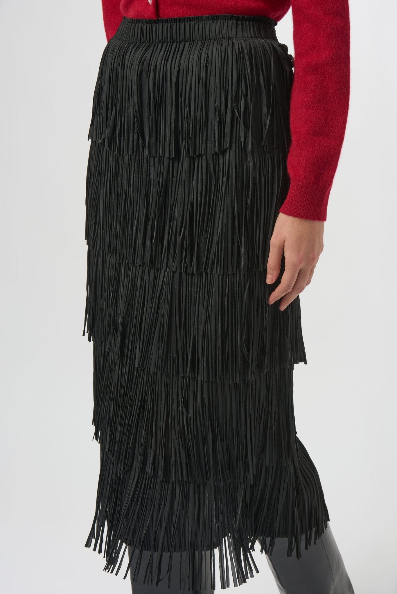 Shop Pleated Pencil Skirt with Tiered Fringe - Joseph Ribkoff