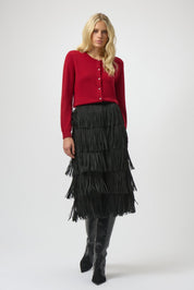Shop Pleated Pencil Skirt with Tiered Fringe - Joseph Ribkoff