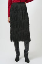Shop Pleated Pencil Skirt with Tiered Fringe - Joseph Ribkoff
