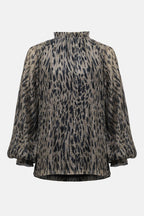 Shop Plissé Mesh Animal Print Straight Top - Joseph Ribkoff