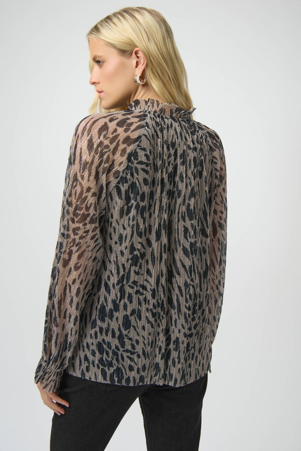 Shop Plissé Mesh Animal Print Straight Top - Joseph Ribkoff